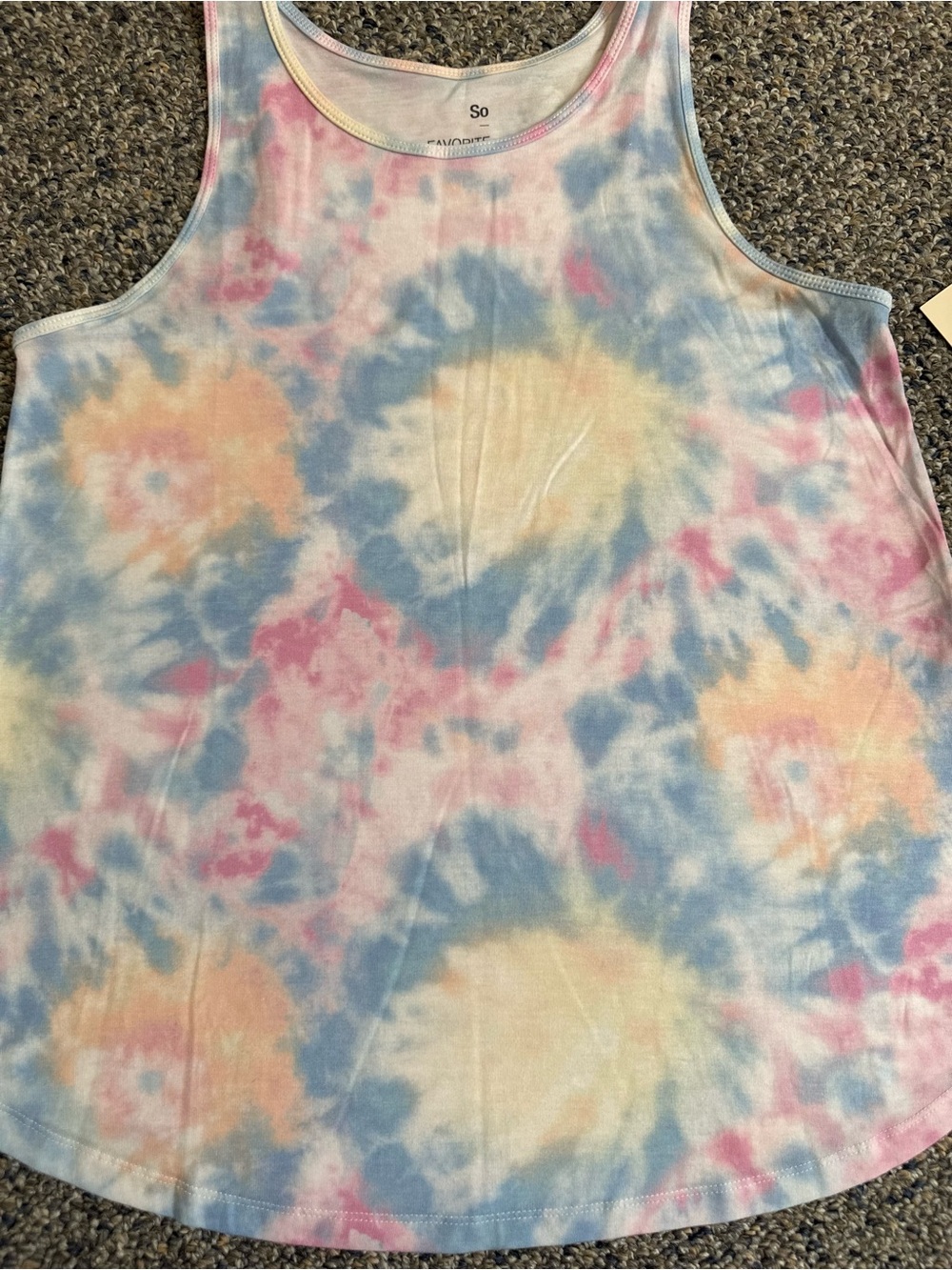 Tie-Dye Tank Top in Pastel Blue, Pink & Yellow